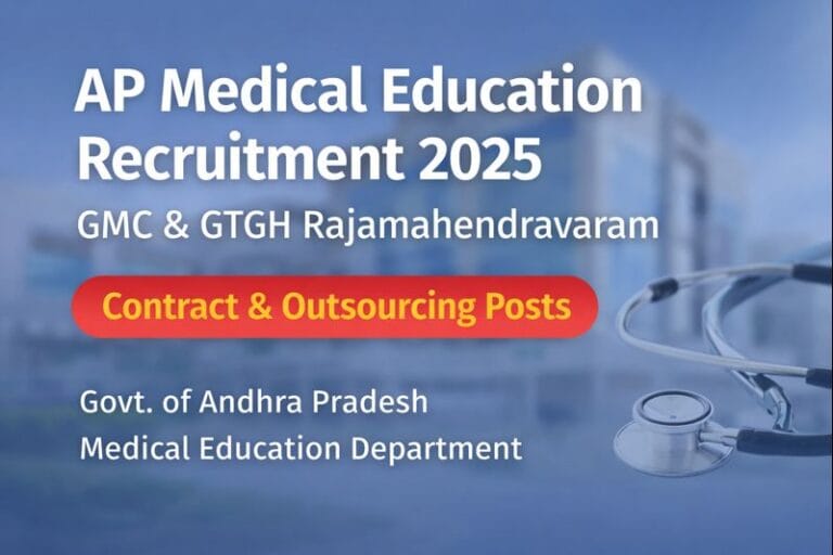 AP Medical Education Recruitment 2025 contract and outsourcing jobs at GMC Rajamahendravaram