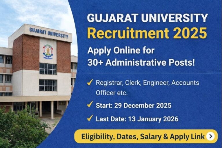 Gujarat University Recruitment 2025 – Apply online for administrative posts, eligibility, important dates and selection details.