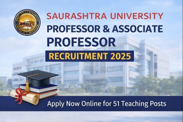 Saurashtra University Recruitment 2025 for Professor and Associate Professor posts
