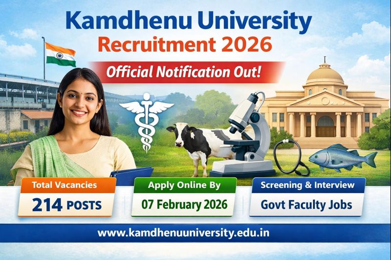 Kamdhenu University Recruitment 2026 Official Teaching Vacancy Notification