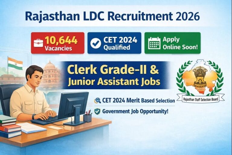 Rajasthan LDC Recruitment 2026 Clerk Grade II and Junior Assistant Vacancy