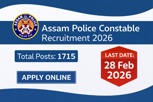 Assam Police Constable Recruitment 2026 notification for 1715 UB and AB posts