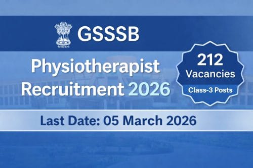 GSSSB Physiotherapist Recruitment 2026 notification for 212 Class-3 vacancies