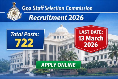 Goa Staff Selection Commission Recruitment 2026 notification for 722 Group C vacancies apply online before 13 March 2026