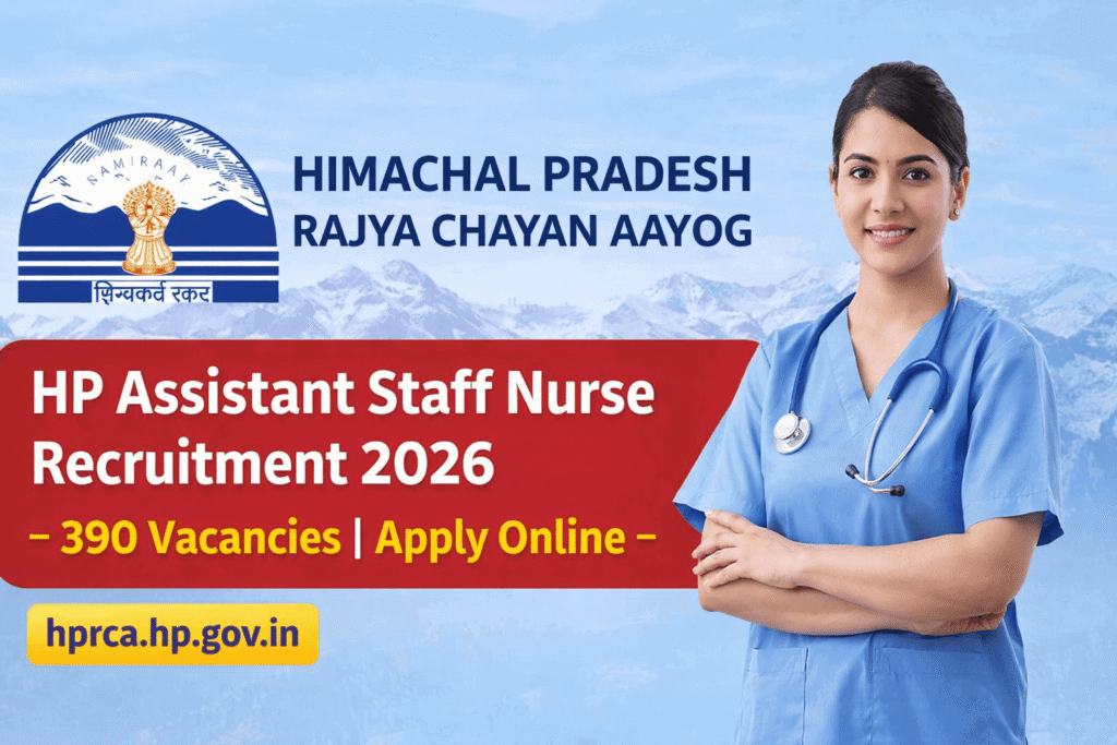 HP Assistant Staff Nurse Recruitment 2026 notification for 390 Assistant Staff Nurse posts by HPRCA Hamirpur