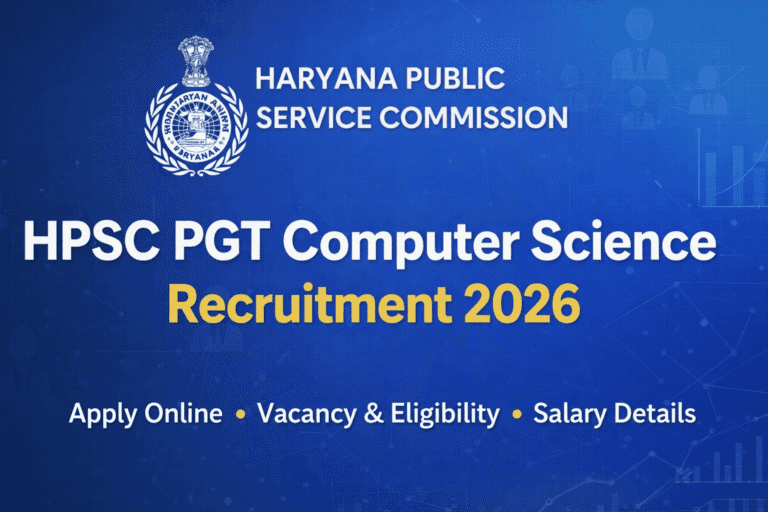 HPSC PGT Computer Science Recruitment 2026 notification apply online