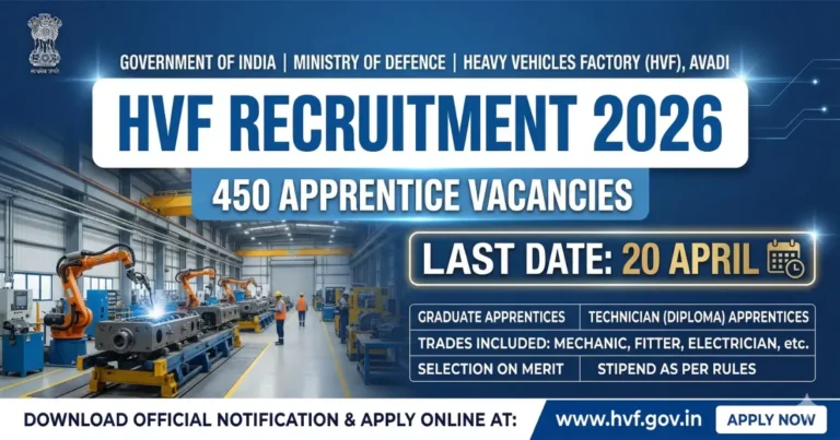 HVF Apprentice Recruitment 2026 450 posts last date 20 April apply online