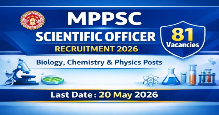 MPPSC Scientific Officer Recruitment 2026 81 posts last date 20 May