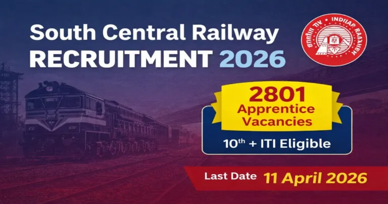 South Central Railway Apprentice Recruitment 2026 2801 vacancies last date 11 April
