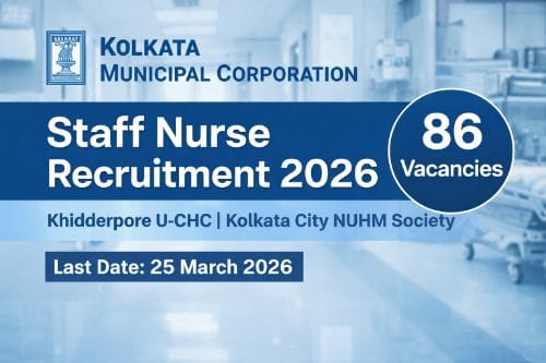 Kolkata Municipal Corporation Staff Nurse Recruitment 2026 notification for 86 vacancies