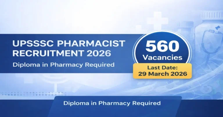 UPSSSC Pharmacist Recruitment 2026 560 vacancies notification
