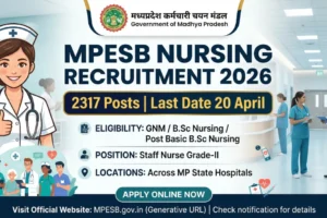 MPESB Nursing Officer Recruitment 2026 2317 posts last date