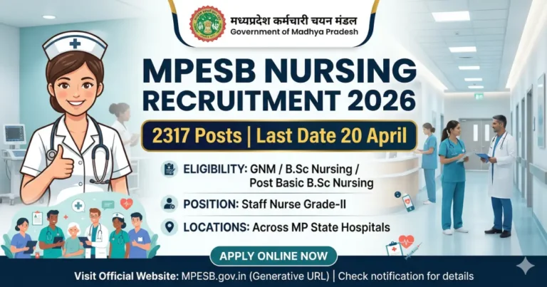 MPESB Nursing Officer Recruitment 2026 2317 posts last date