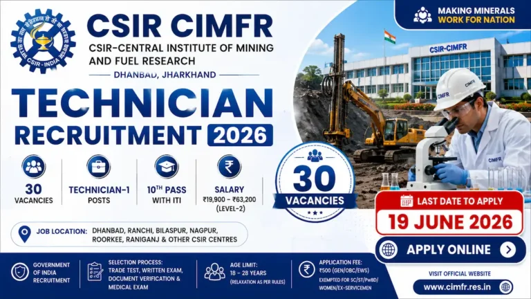 CSIR CIMFR Technician Recruitment 2026 Notification for 30 Posts