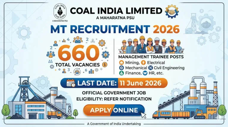 Coal India MT Recruitment 2026 notification for 660 vacancies