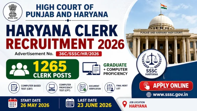 Haryana Clerk Recruitment 2026 apply online notification for 1265 posts
