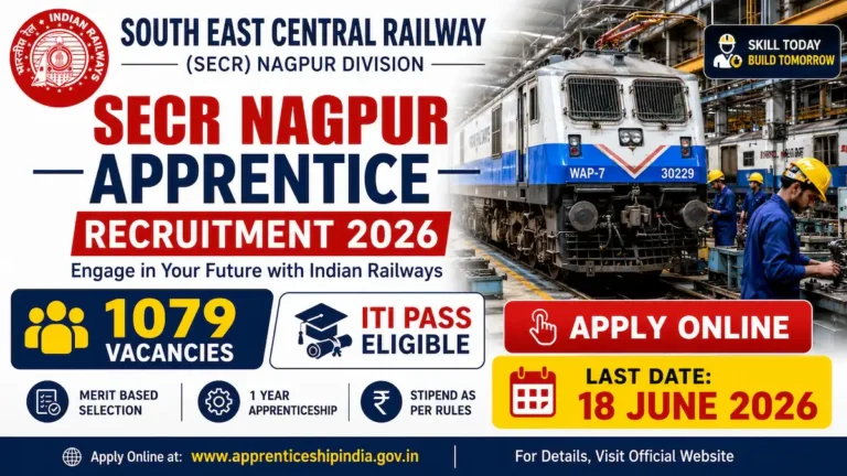SECR Nagpur Apprentice Recruitment 2026 notification for 1079 vacancies