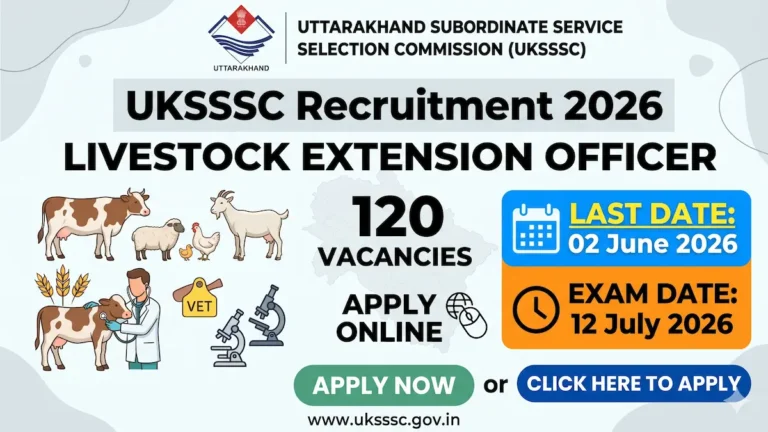 UKSSSC Livestock Extension Officer Recruitment 2026 notification for 120 posts